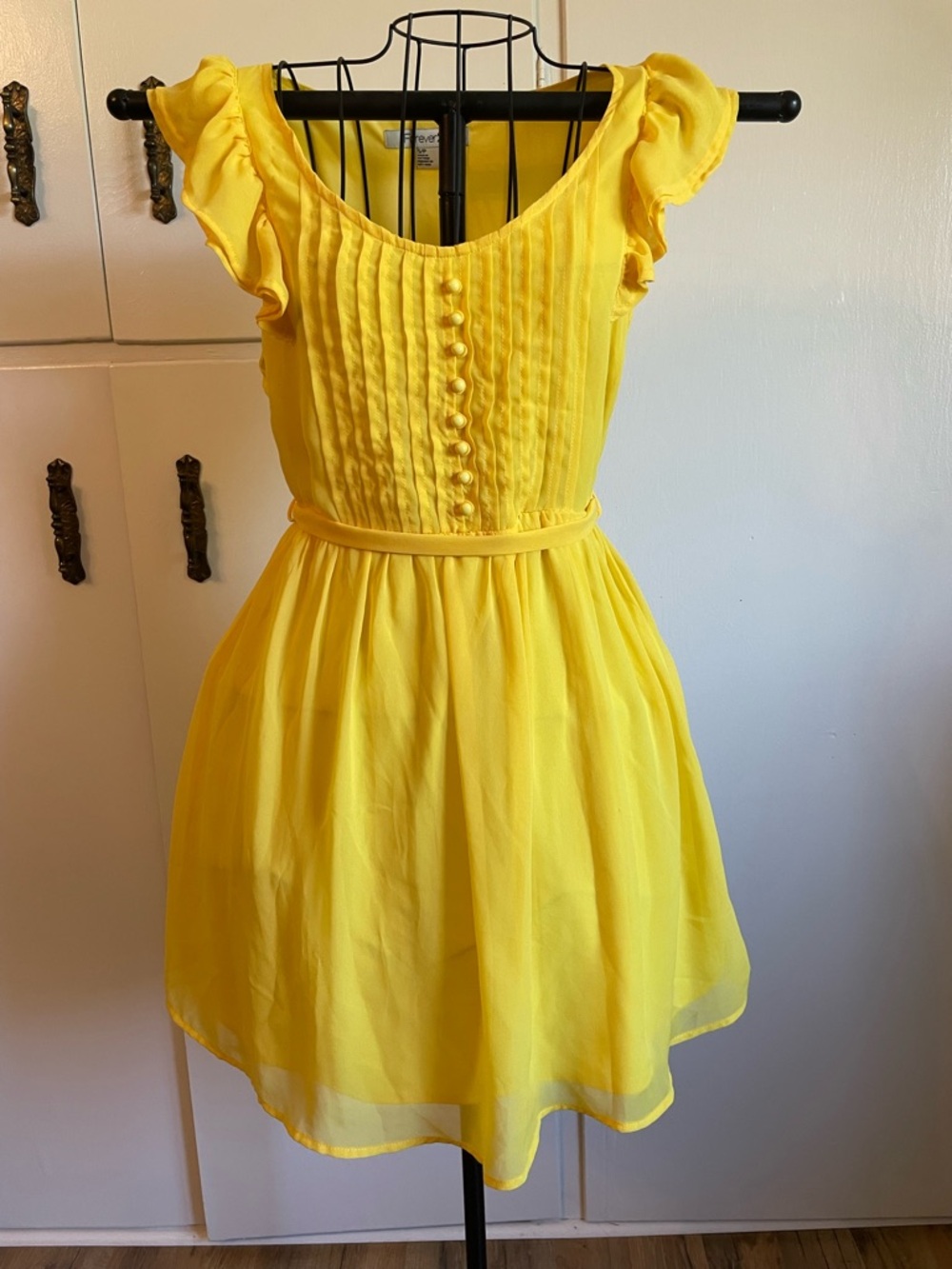 Yellow Ruffle Sleeve Sun Dress
